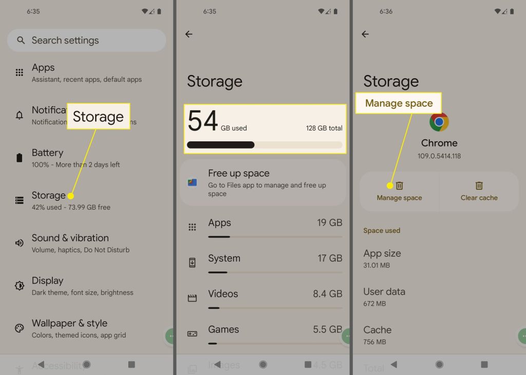 Android phone Storage Cleanup Management