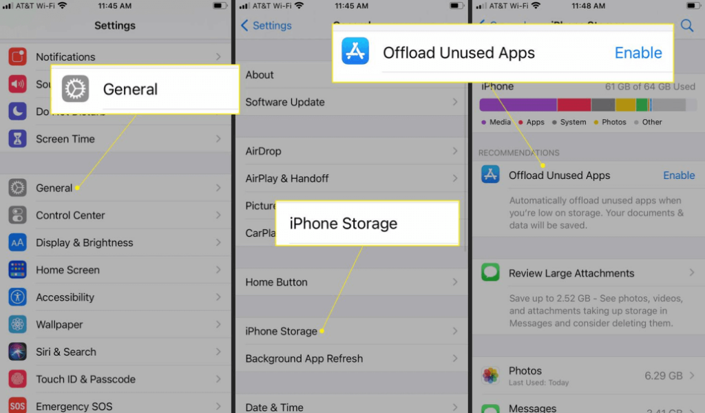 iOS phone Storage Cleanup Management