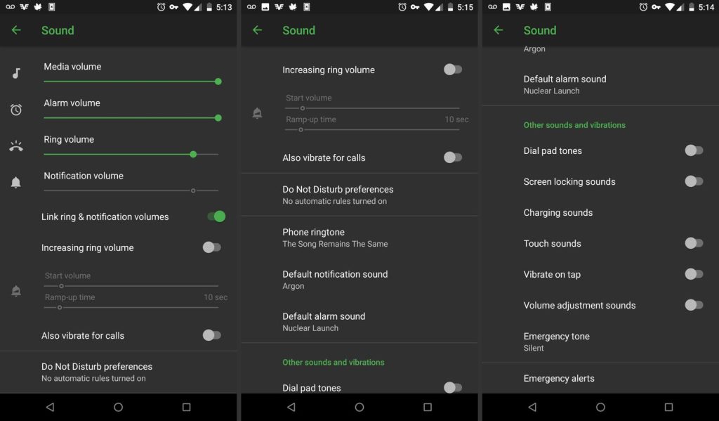 volume settings android